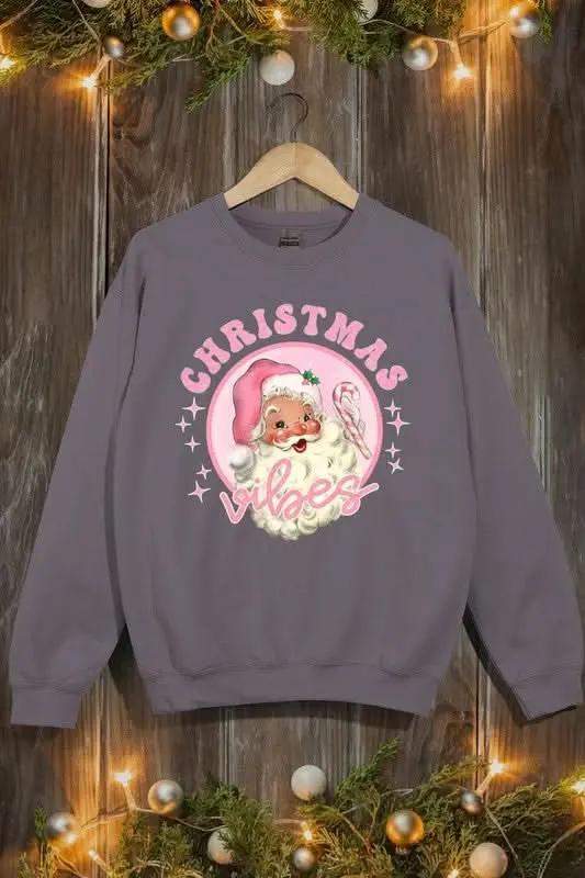 Pink Christmas Vibes Graphic Fleece Sweatshirts - Love Salve